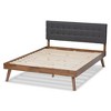 Baxton Studio Devan Mid-Century Modern Dark Grey Fabric Upholstered Walnut Brown Finished Wood King Size Platform Bed - 4 of 4
