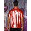 INSPIRE CHIC Men's Short Sleeves Stand Collared Shiny Disco Party Metallic T-Shirt - 3 of 4