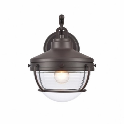 Nautical Charm Oil Rubbed Bronze Outdoor Sconce with Ribbed Glass