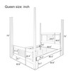 White Traditional Queen Size Solid Wood Four Poster Bed with Horizontal Grille Design - 3 of 3