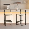Set of 2 Creamy White Paper Rope Woven Bar Stools,Hand Weave Counter Stool with footrest for Kitchen Island, Dining Room - 2 of 4