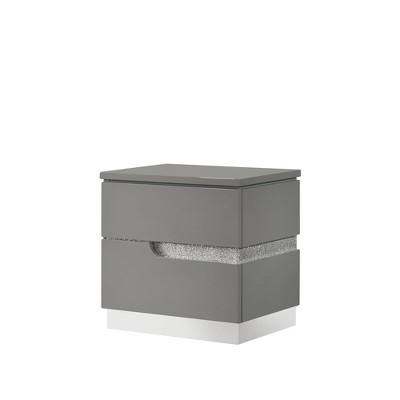 New Classic Furniture,Paradox Glam Wood 2-Drawer Nightstand, Gray