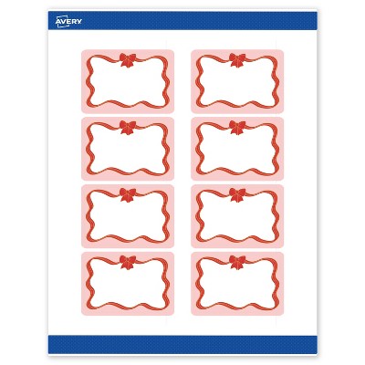 Avery Labels, 2" x 3", Gold-Pink Bow, Matte, 80ct