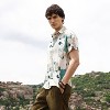 Campus Sutra Men Men's Forest Green & Bone Beige Abstract Seersucker Shirt - 3 of 4