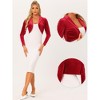 INSPIRE CHIC Women's Long Sleeve Lapel Collar Velvet Open Front Cropped Cardigan - 2 of 4