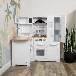 Sunnydaze Cozy Corner MDF Kitchen Playset with Stainless Steel Accessories - White - 1 of 4