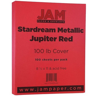 JAM Paper Metallic 100lb Colored Cardstock 8.5 x 11 Jupiter Red Stardream 173SD8511JU285