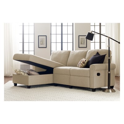 Copenhagen 60'' Beige Fabric Sectional with Storage and Rolled Arms
