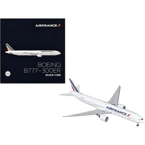 Boeing 777-300ER Commercial Aircraft w/Flaps Down "Air France" White w/Striped Tail 1/200 Diecast Model Airplane by GeminiJets - 1 of 3