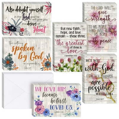 Paper Junkie 60 Pack Christian Inspirational Cards with Envelopes, Religious Encouragement Scripture
