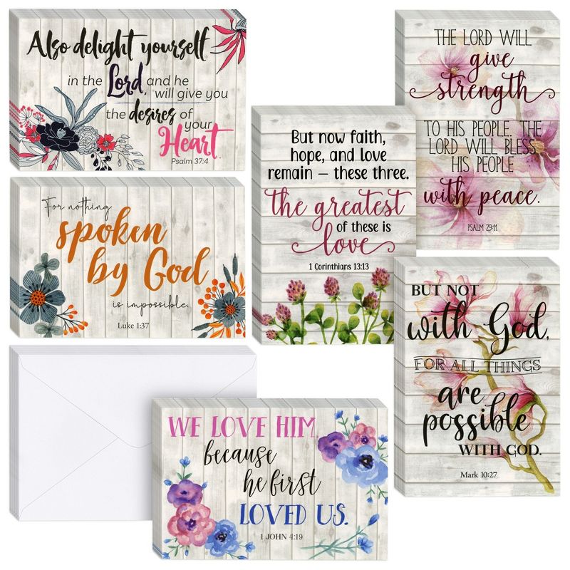 Best Paper Greetings 60 Pack Christian Inspirational Cards with Envelopes, Religious Encouragement Scripture (6 Floral Designs, 4x6 In), 1 of 8
