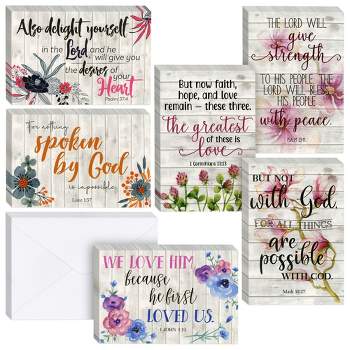 Best Paper Greetings 60 Pack Christian Inspirational Cards with Envelopes, Religious Encouragement Scripture (6 Floral Designs, 4x6 In)