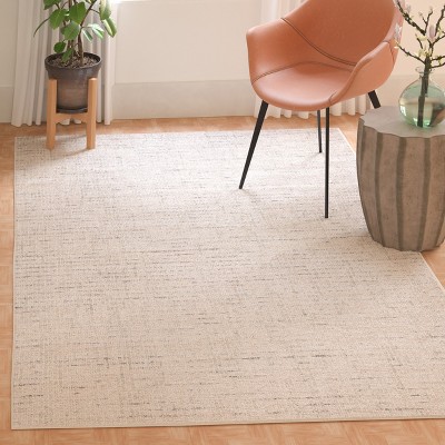 Ivory and Light Grey Hand-Tufted Wool Abstract Rug - 5' x 8'
