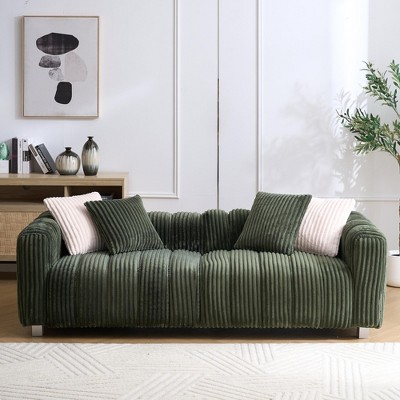 82.68" Corduroy Multi-Seat Sofa, Neutral Tone, Spacious Design, Solid Wood Construction for Living Room