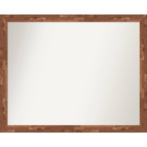 31" x 25" Non-Beveled Fresco Wood Bathroom Wall Mirror Light Pecan Brown - Amanti Art: Includes Mounting Hardware - 1 of 4