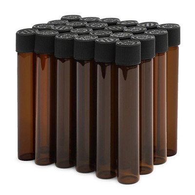 Juvale 24 Pack Amber Glass Test Tubes with Screw Caps, Lids for Scientific Lab Test (1 Dram)