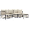 vidaXL 4-Piece Patio Lounge Set with Cushions - Weather Resistant Poly Rattan Anthracite Outdoor Furniture - Modular Design with Sturdy Steel Frame - 3 of 4