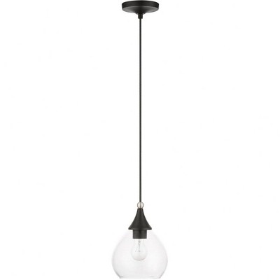 Catania Black and Brushed Nickel 1-Light Mini Pendant with Clear Glass