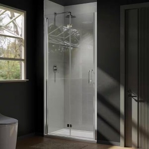 ZACHVO Bifold Semi-Frameless Shower Door with Clear Glass - 1 of 4