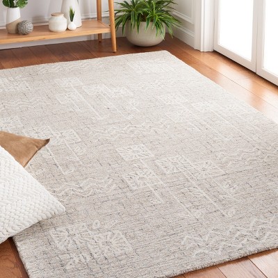 Beige and Ivory Hand-Tufted Wool 4' x 6' Area Rug