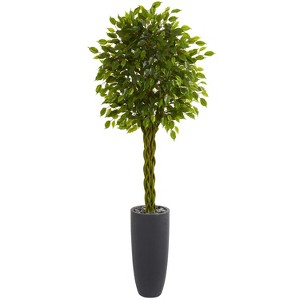 HomeStock  6.5 ft. Artificial Ficus Tree in Planter for Indoor/Outdoor - 1 of 3