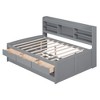 Twin/Full Size Wooden Captain Bed with Built-in Bookshelves,Three Storage Drawers and Trundle - ModernLuxe - 4 of 4