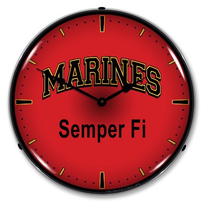 Collectable Sign & Clock | Marines Semper Fi LED Wall Clock Retro/Vintage, Lighted