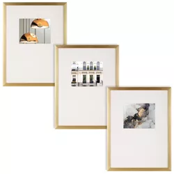 19.4" x 25.4" Matted to 8" x 10" Gallery Wall Picture Frame Set with Offset Mat/Hanging Template Gold - Instapoints