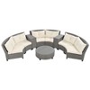 130.3" Outdoor Rattan Half-Moon Sectional Sofa Set with Coffee Table and Side Table, Free Combination - 3 of 4
