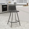 LeisureMod Elland Leather Bar Stool – Modern Counter Height Stool with Black Stainless Steel Legs for Kitchen Island or Home Bar Set of 2 - 2 of 4