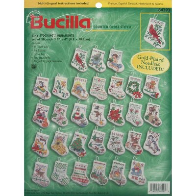 Bucilla Counted Cross Stitch Kit 3.5" 30/Pkg-Tiny Stocking Ornaments (14 Count)