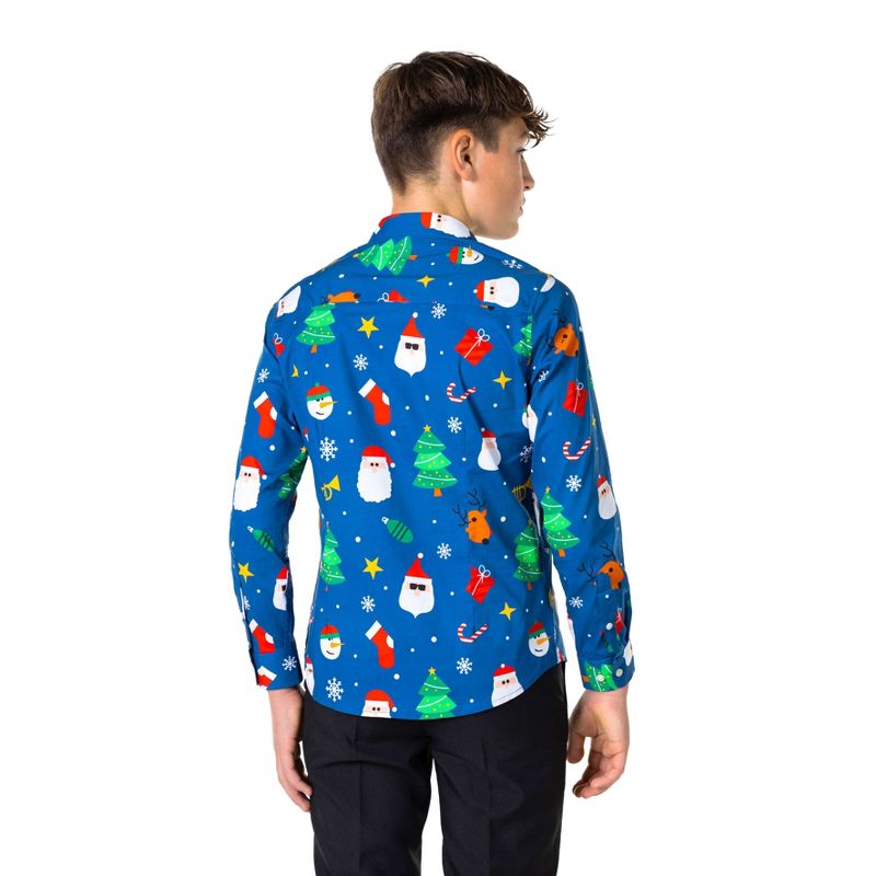 OppoSuits Teen Boys Christmas Shirt - Festivity Blue, 2 of 4
