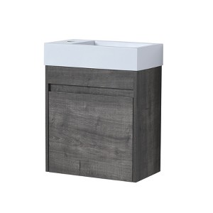 Vynxaria 18-Inch Floating Wall-Mounted Bathroom Vanity with White Resin Sink and Soft-Close Cabinet Door, Space-Saving Solution - 1 of 4