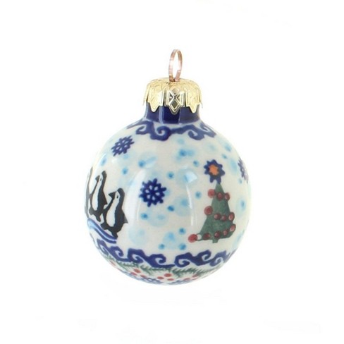 Blue Rose Polish Pottery Arctic Holidays Small Christmas Ball : Target