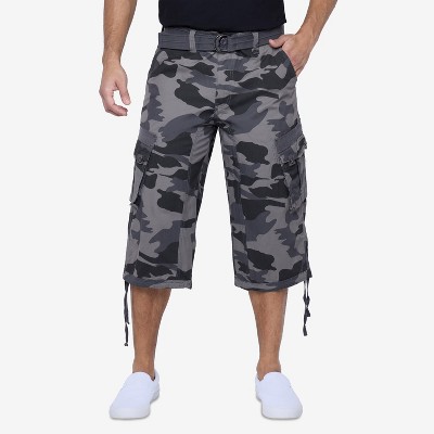 X RAY Men's Belted 18" Inseam Below Knee Long Cargo Shorts
