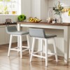Tangkula 24" Upholstered Barstools w/ Low Back Footrest & Wood Legs for Kitchen Island - 2 of 4