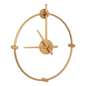 Kate and Laurel Lidor Round Metal Wall Clock, 22x25, Gold - 1 of 4