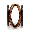 Slickblue Women's Cross Band Ring, Black Stainless Steel, Orange Synthetic Crystals, Layered Statement Style, Sizes 5–10 - 4 of 4