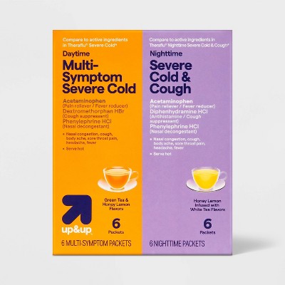 Multi-Symptom Severe Cold Day & Night Combo Powder - Green Tea/Honey Lemon - 6ct/2pk - up&up™