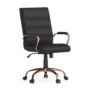 Alamont Mid Back Metal Swivel Office Chair Black/Rose Gold - 1 of 4