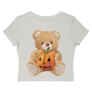 Social Collective Women Bear Pumpkin Short Sleeve Graphic Cotton Baby Tee - 1 of 4