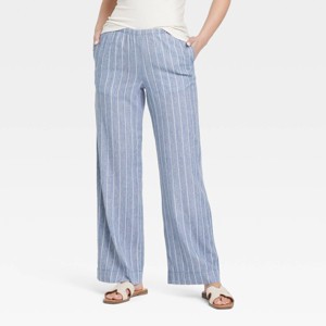 Women's Mid-Rise Wide Leg Linen Pull-On Pants - A New Day™ - 1 of 3