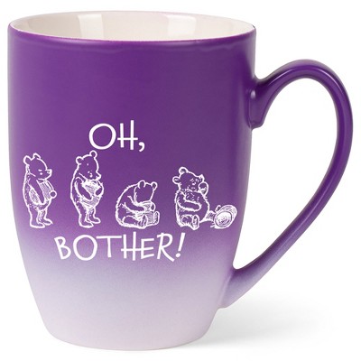 Elanze Designs Oh, Bother! Pooh Two Toned Ombre Matte Purple and White 12 ounce Ceramic Stoneware Coffee Cup Mug