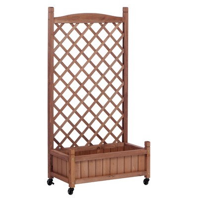 Lirago 25"L x 11"W x 42.3"H Wood Planter with Trellis Raised Garden Bed Privacy Screen Planter Box for Climbing Plants Vines
