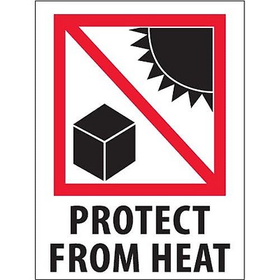 The Packaging Wholesalers Labels "Protect from Heat" 3" x 4" Red/White/Black LABDL4400