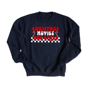 Simply Sage Market Women's Graphic Sweatshirt Christmas Movies and Chill Checkered - 1 of 2