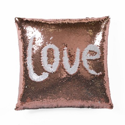 Pink Lips  Decorative Cushion With Reversible Pink/Silver Sequins Plush Quirky 
