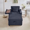 Corduroy Sofa with Storage Ottoman and USB Port, Storage Sofa with Adjustable Armrest and Cup Holder,Modern Living Room Accent Sofa-Koiai - 3 of 4