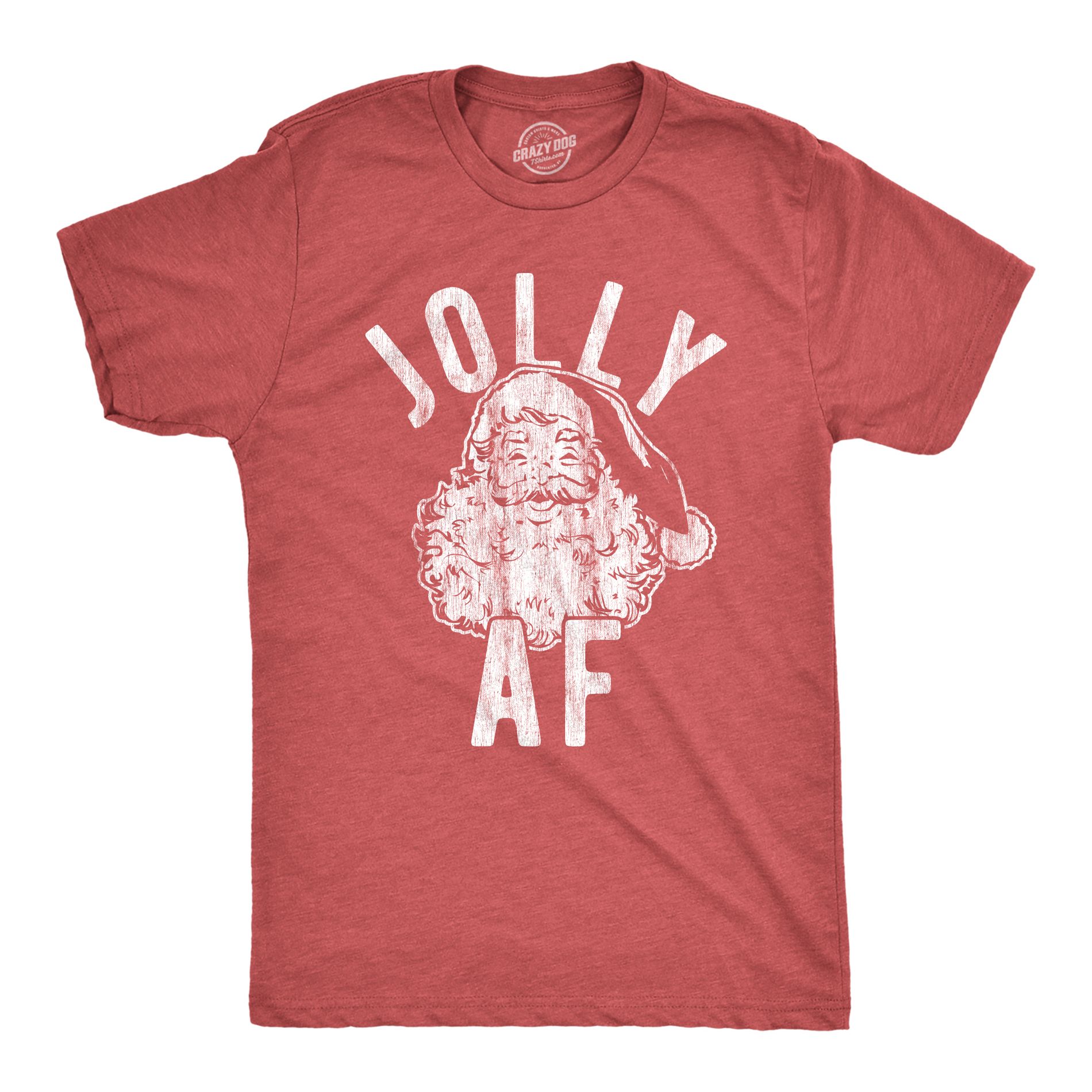 Mens Jolly AF T Shirt Funny Santa Claus Christmas Party Sarcastic Graphic Novelty Tee - Crazy Dog Men's T Shirt Gift For Christmas