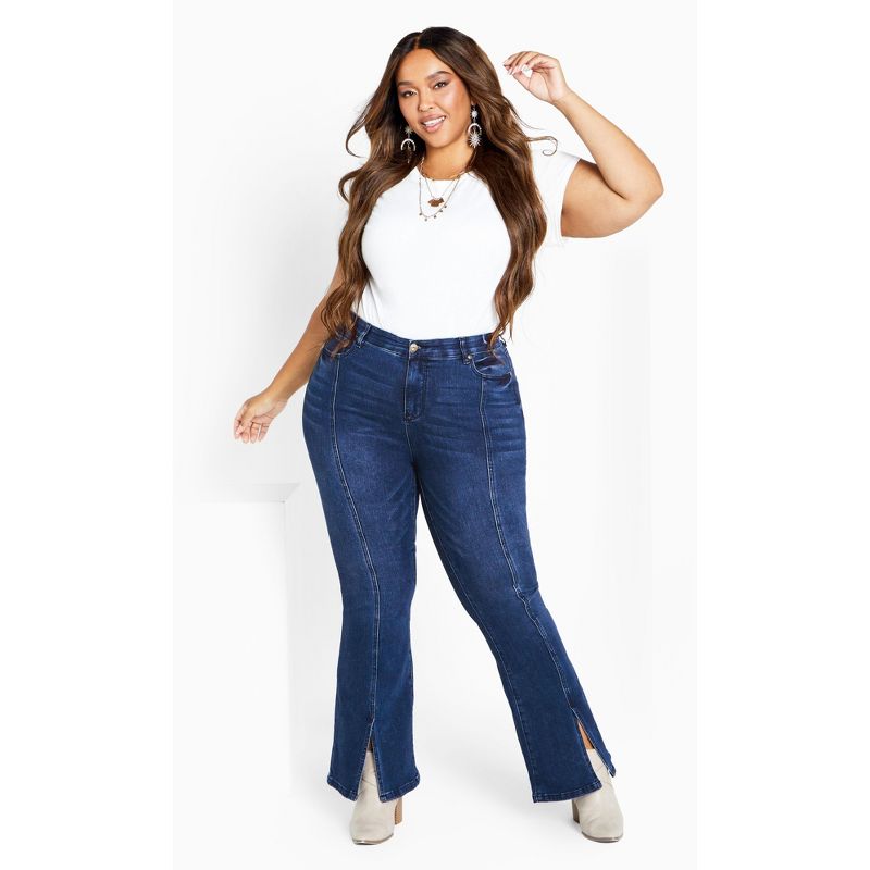 Women's Plus Size Ebony Flare Jean - indigo | AVEOLOGY, 2 of 7